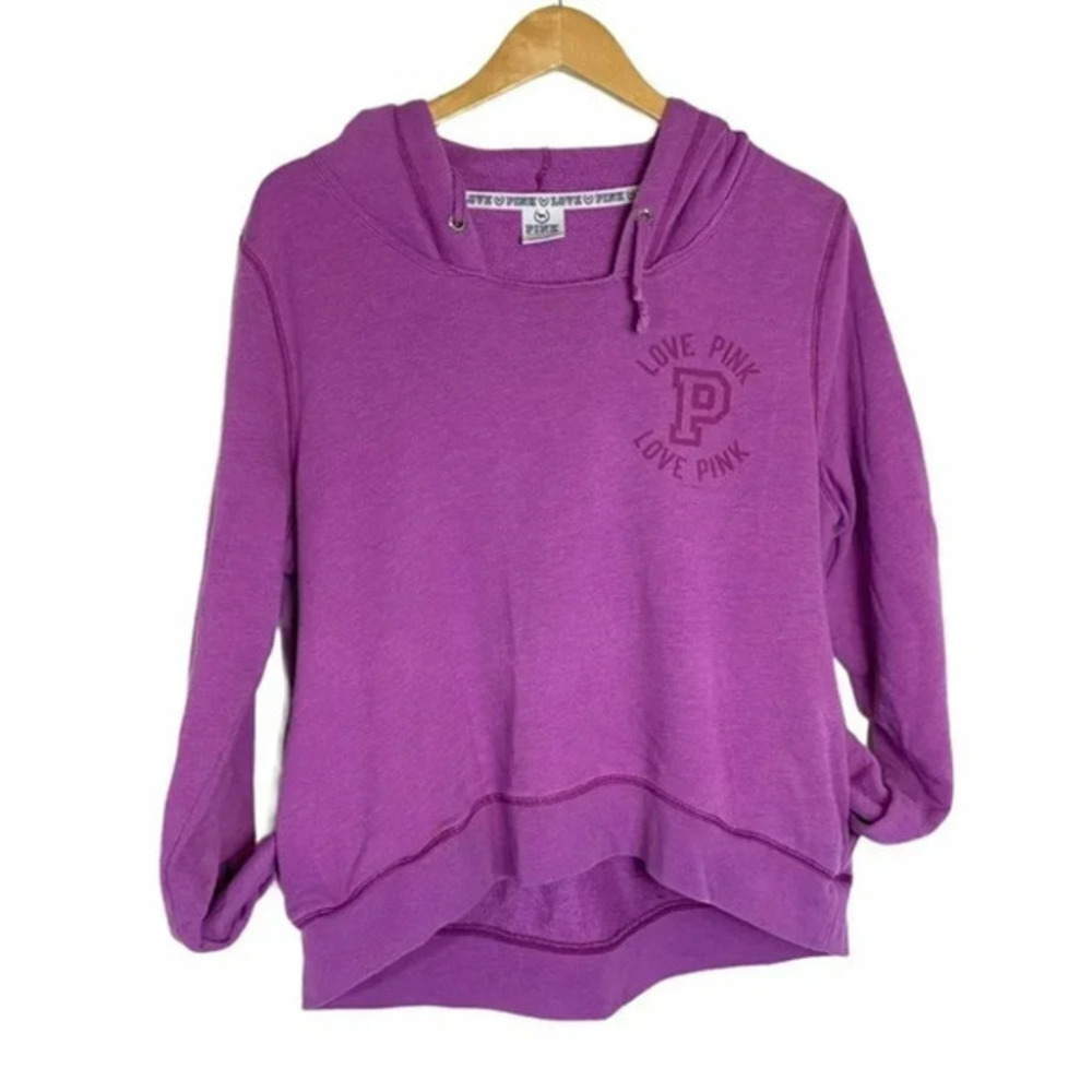 PINK Victoria's Secret Hoodie Large Purple Love Pink Graphic Pullover‎